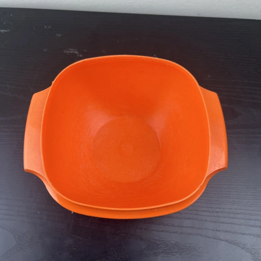 Vintage Tupperware Servalier Bowl 840-4 Burnt Orange Round MCM No Lid